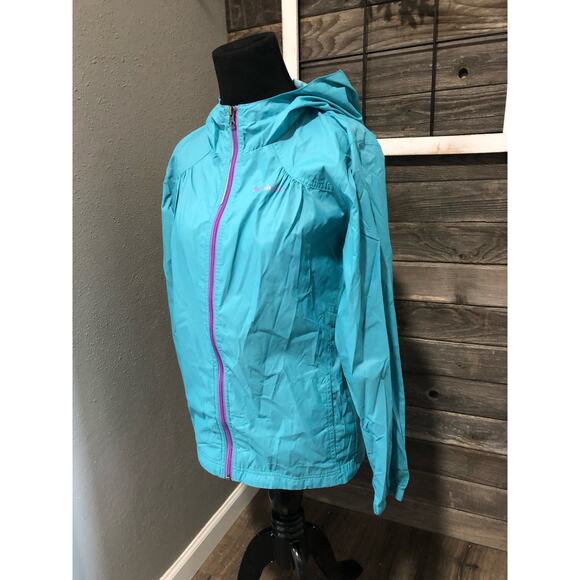 Columbia teal/purple girls windbreaker jacket size large - Picture 2 of 9